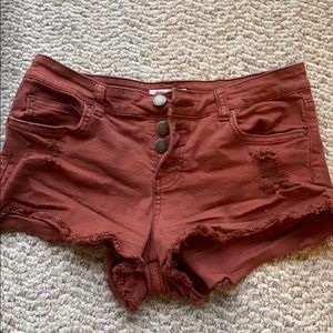 Billabong Coral/maroon color button up shorts